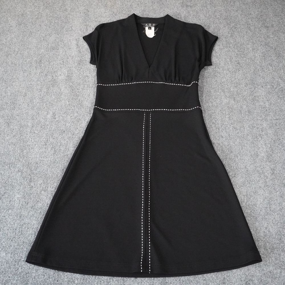 ABS by Allen Schwartz Black Dress‎ V-Neck Fit and Flare Mini Small
